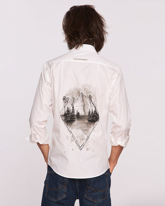 Cămașa bărbați pictată manual ’’Postcard’’