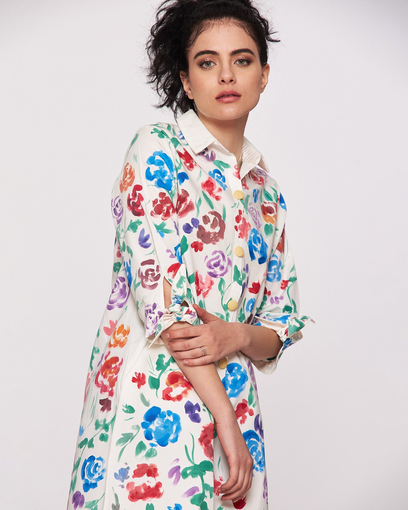 Women's tunic dress with floral motif "Language of flowers"