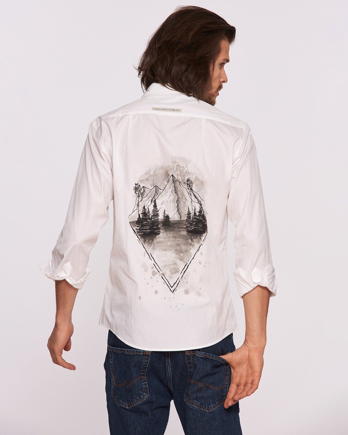 Cămașa bărbați pictată manual ’’Postcard’’