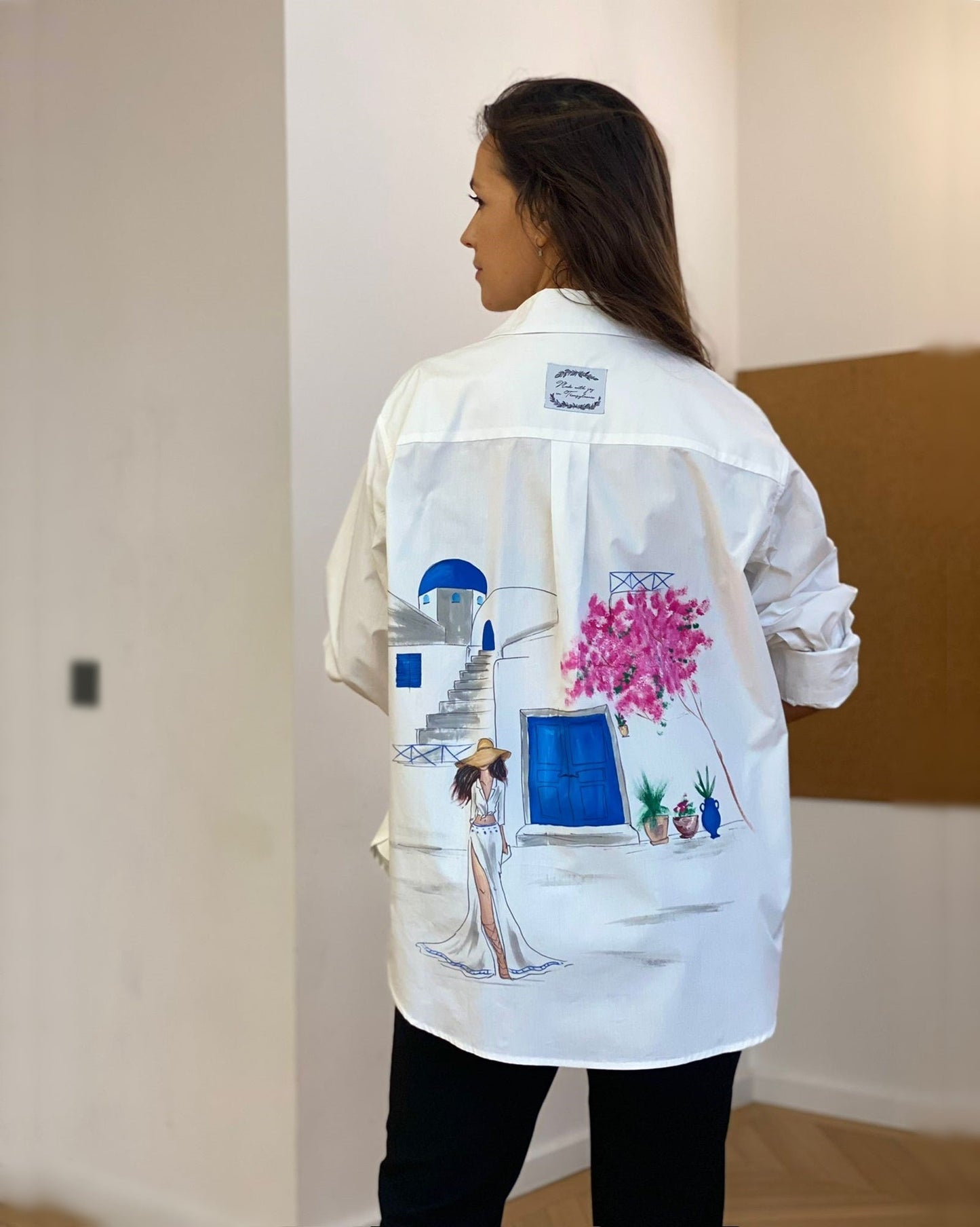 CĂMAȘĂ DAMĂ PICTATĂ MANUAL "MYKONOS"