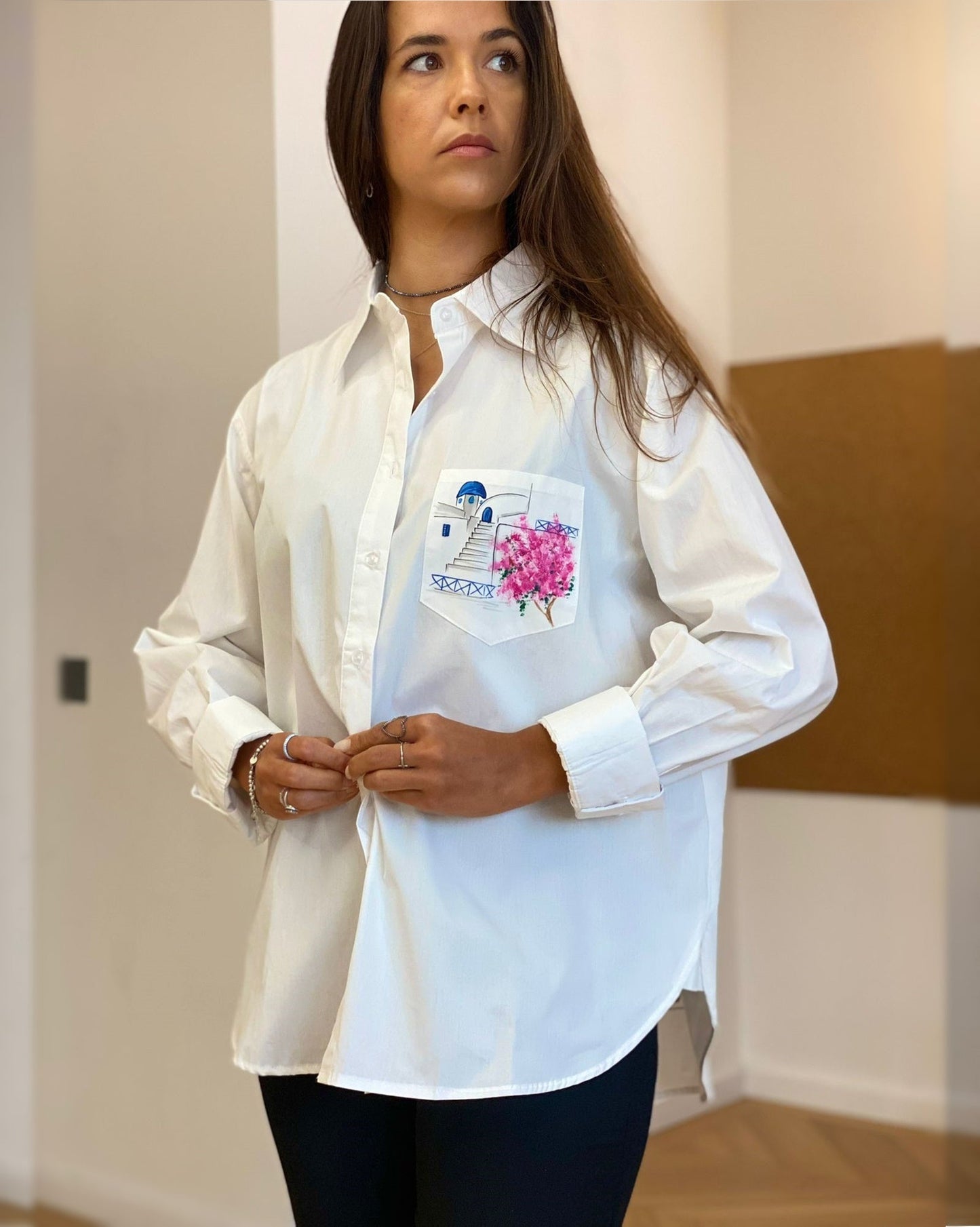 CĂMAȘĂ DAMĂ PICTATĂ MANUAL "MYKONOS"