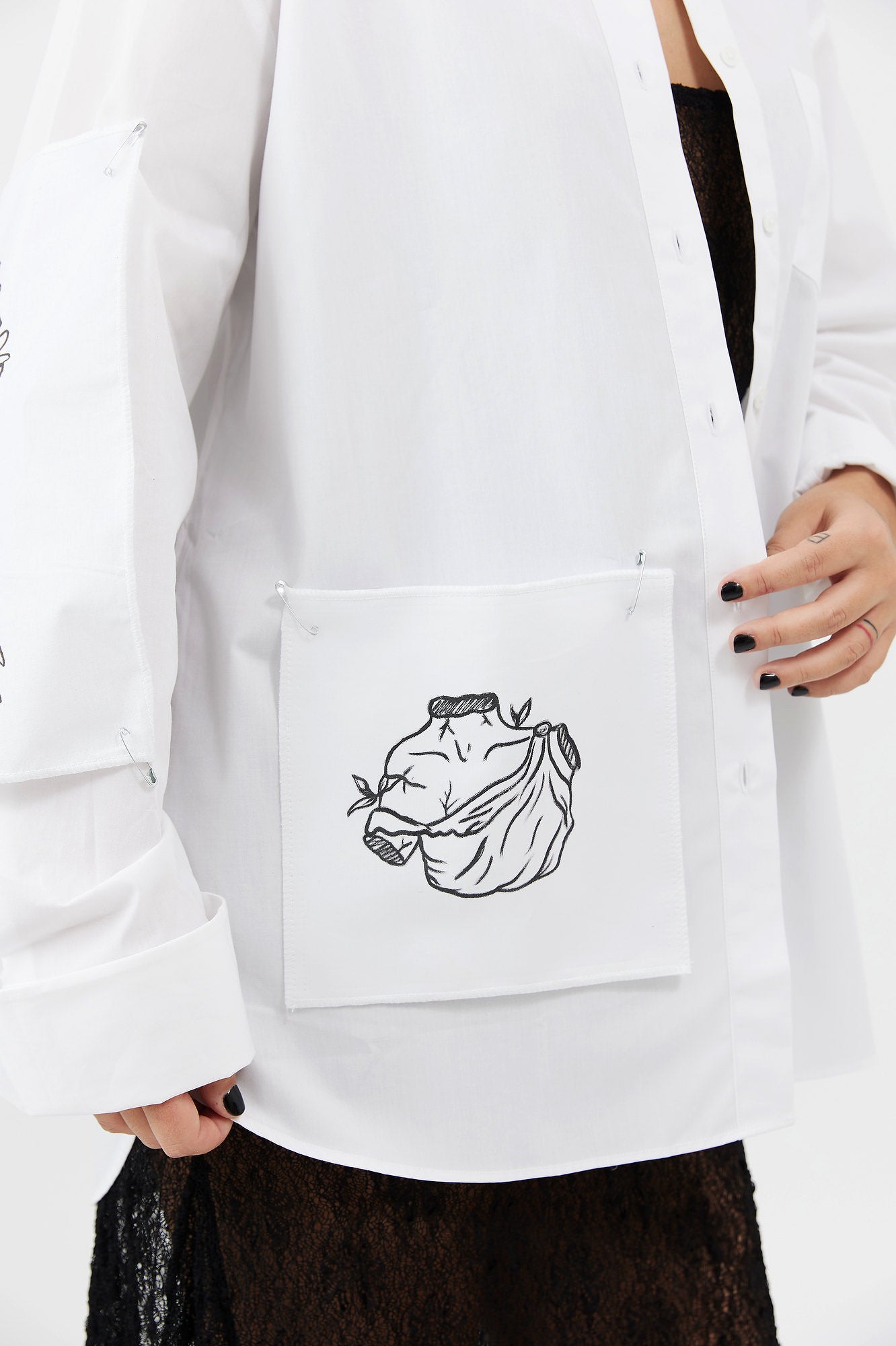 Cămașă damă oversized cu patch-uri detașabile și accesorii "Wing"