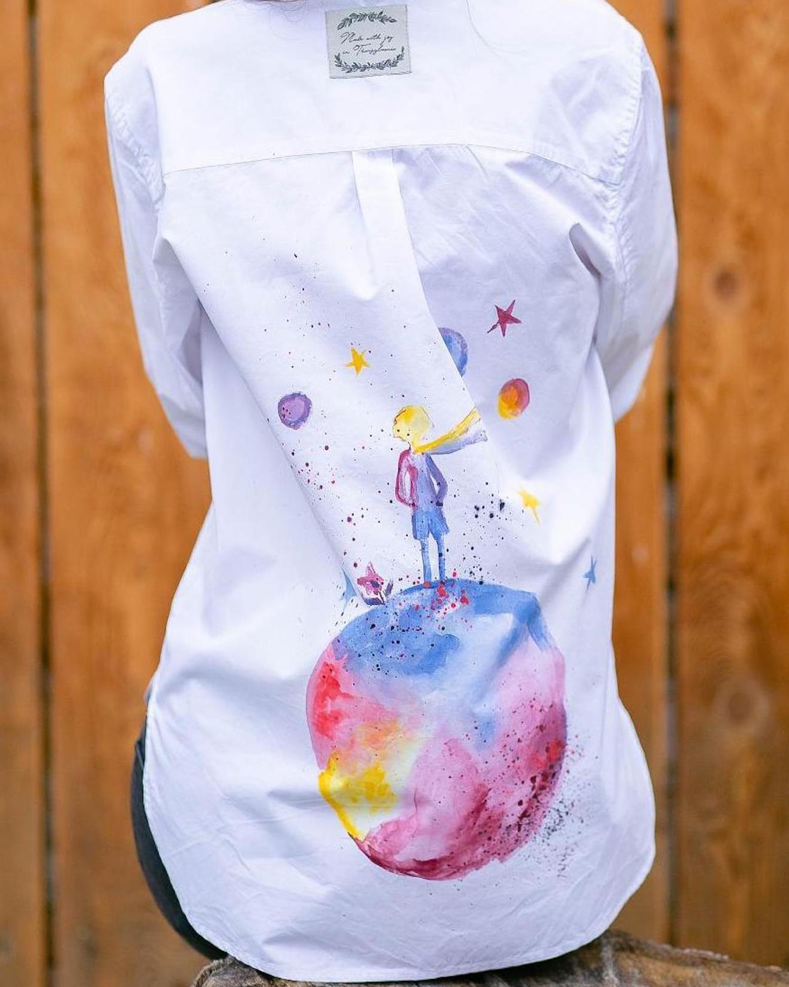 Cămașă damă pictată manual "Little Prince"
