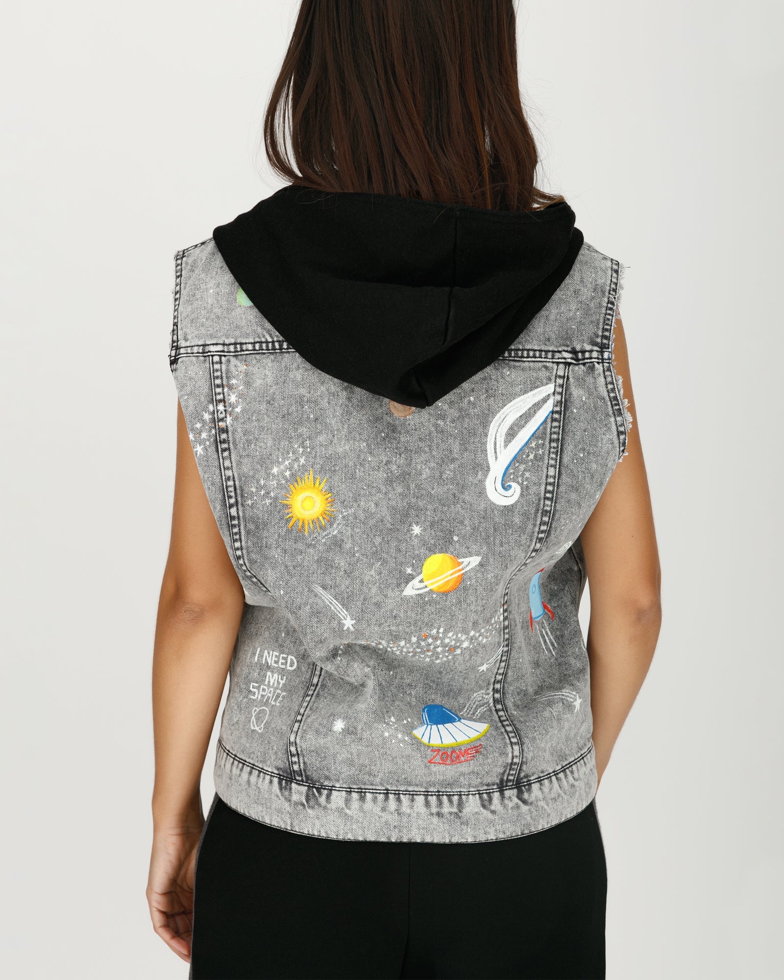 "My space" denim vest