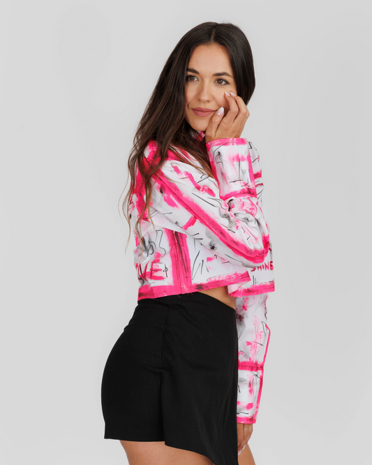 Cămașă damă croptop ''Pink Delight"