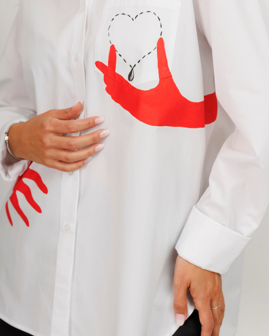 Cămașă damă oversized "Red heart"