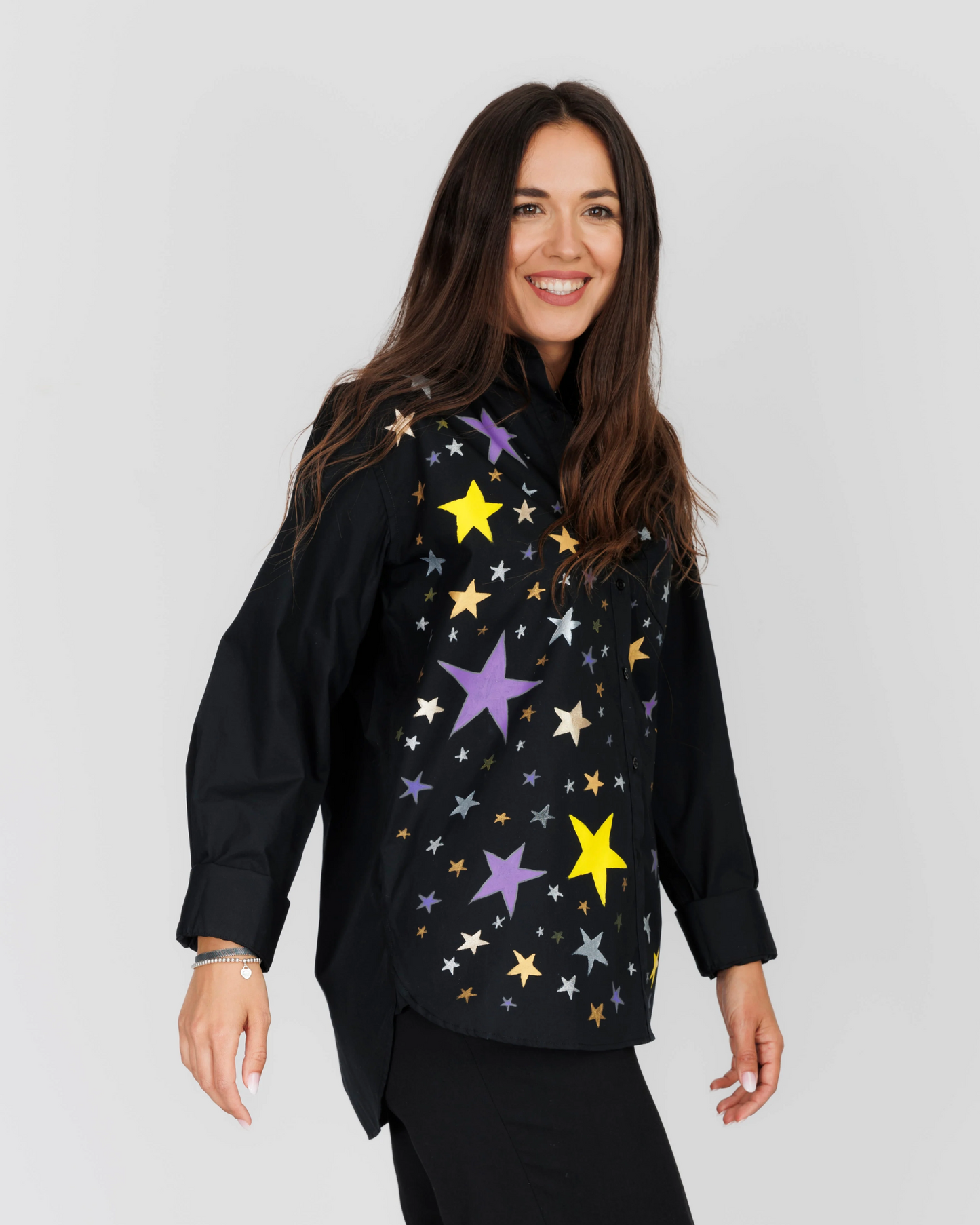 CĂMAȘĂ NEAGRĂ DAMĂ OVERSIZED "Sky full of stars"