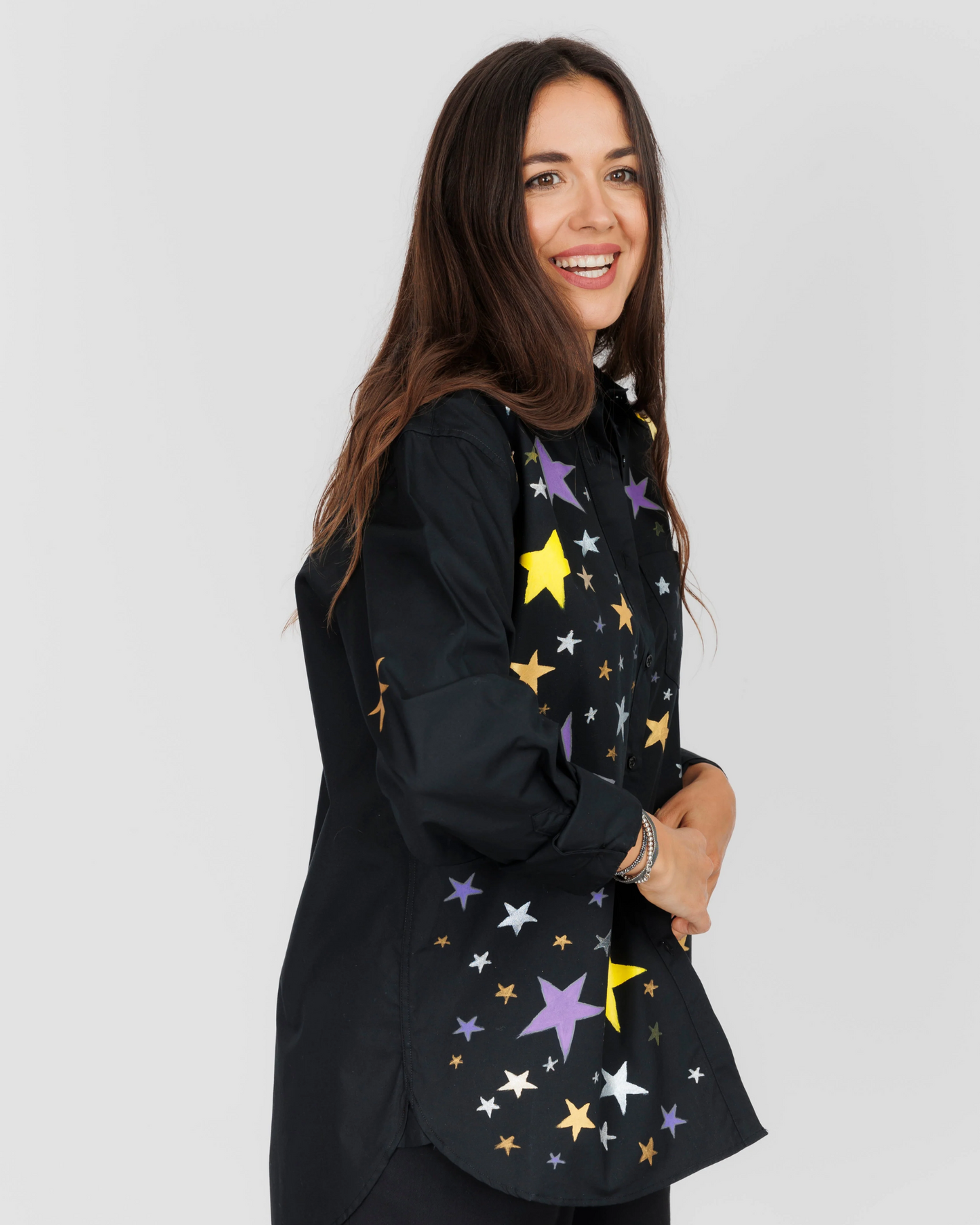 CĂMAȘĂ NEAGRĂ DAMĂ OVERSIZED "Sky full of stars"
