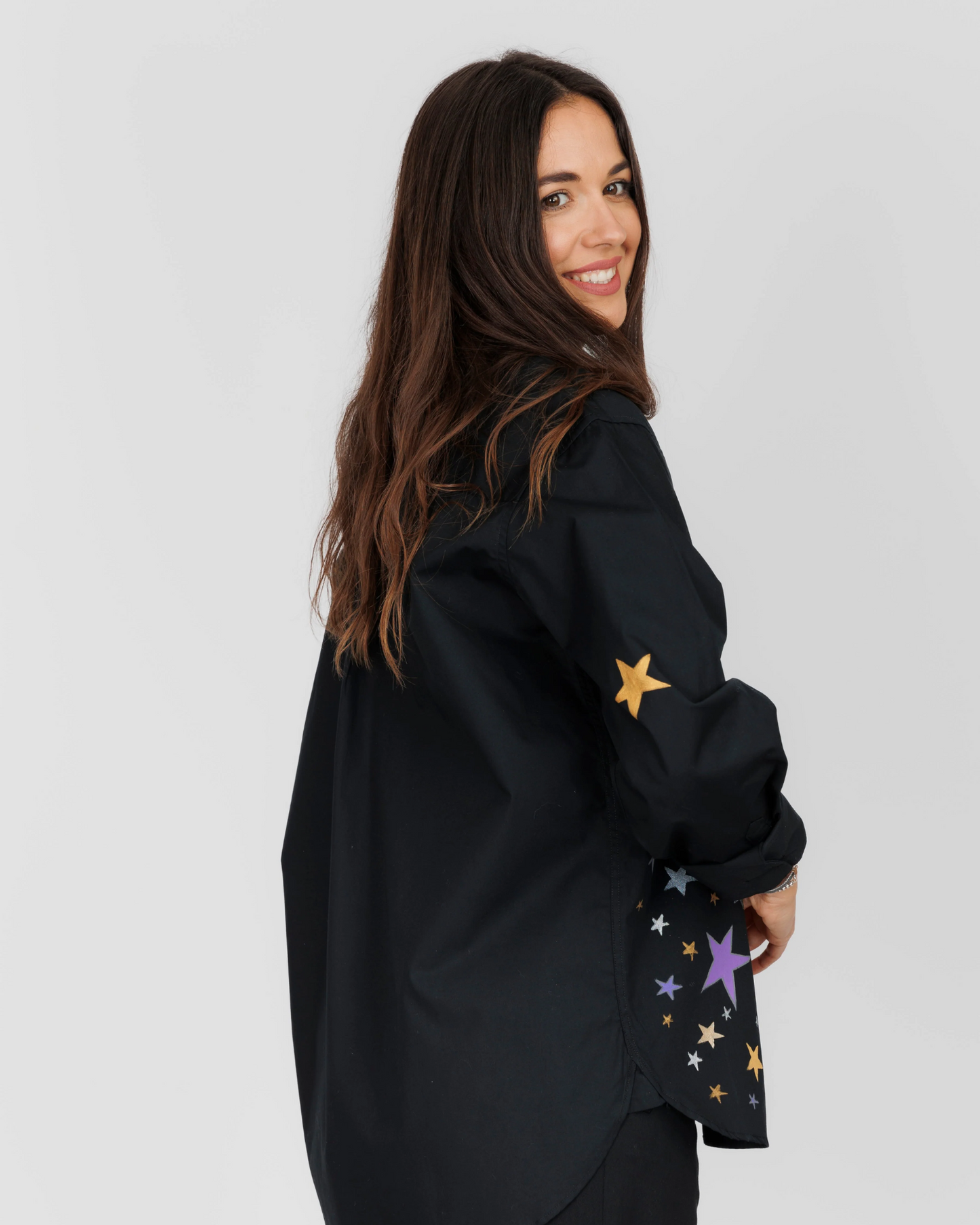 CĂMAȘĂ NEAGRĂ DAMĂ OVERSIZED "Sky full of stars"