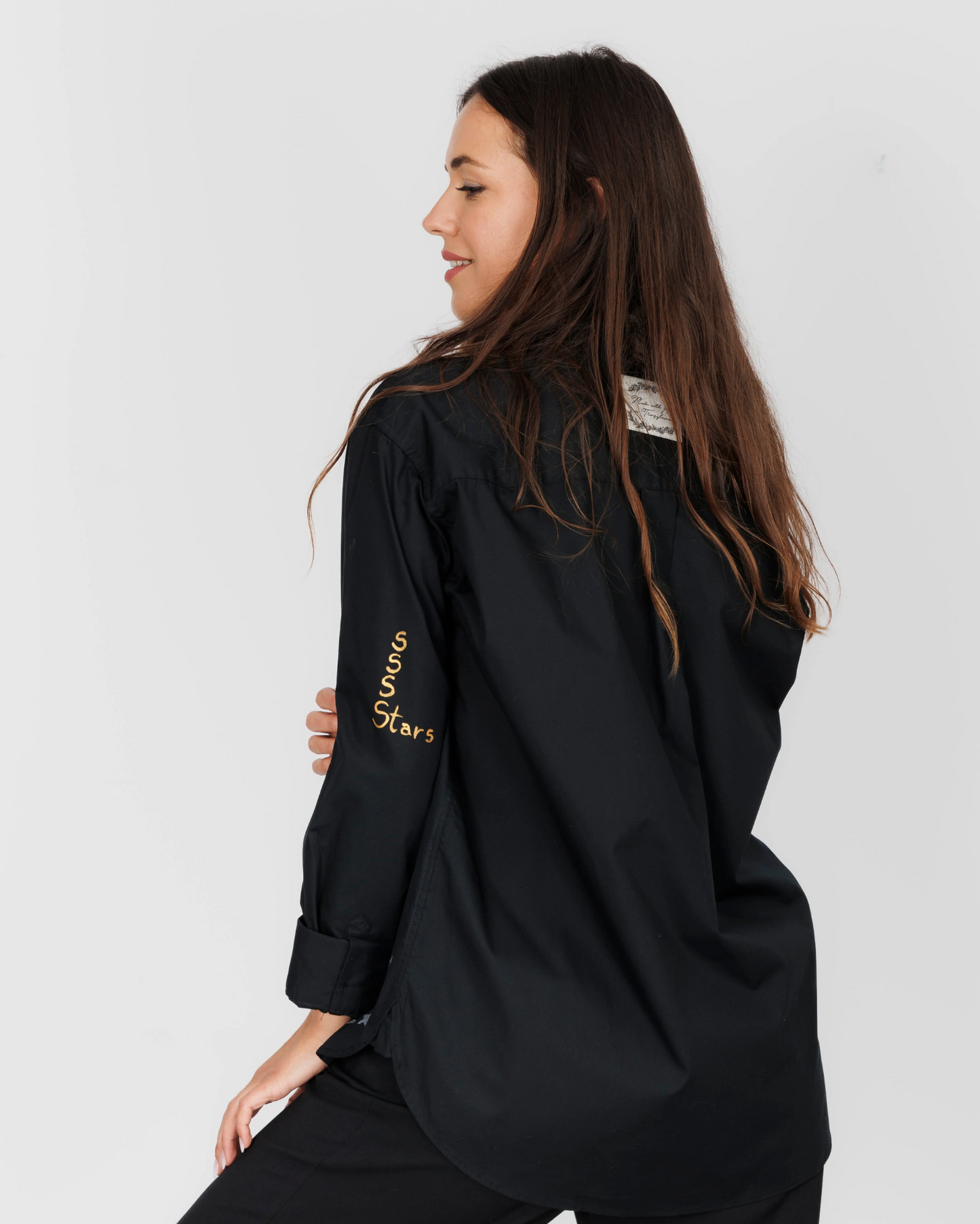 CĂMAȘĂ NEAGRĂ DAMĂ OVERSIZED "Sky full of stars"