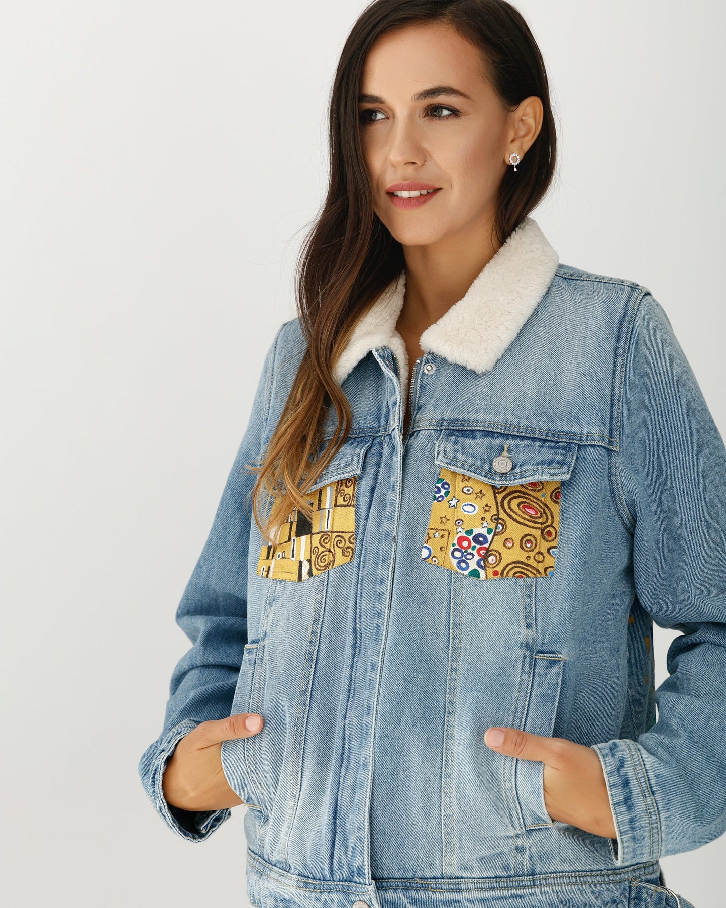 Jeans jacket famous painting "The Kiss - Gustav Klimt"