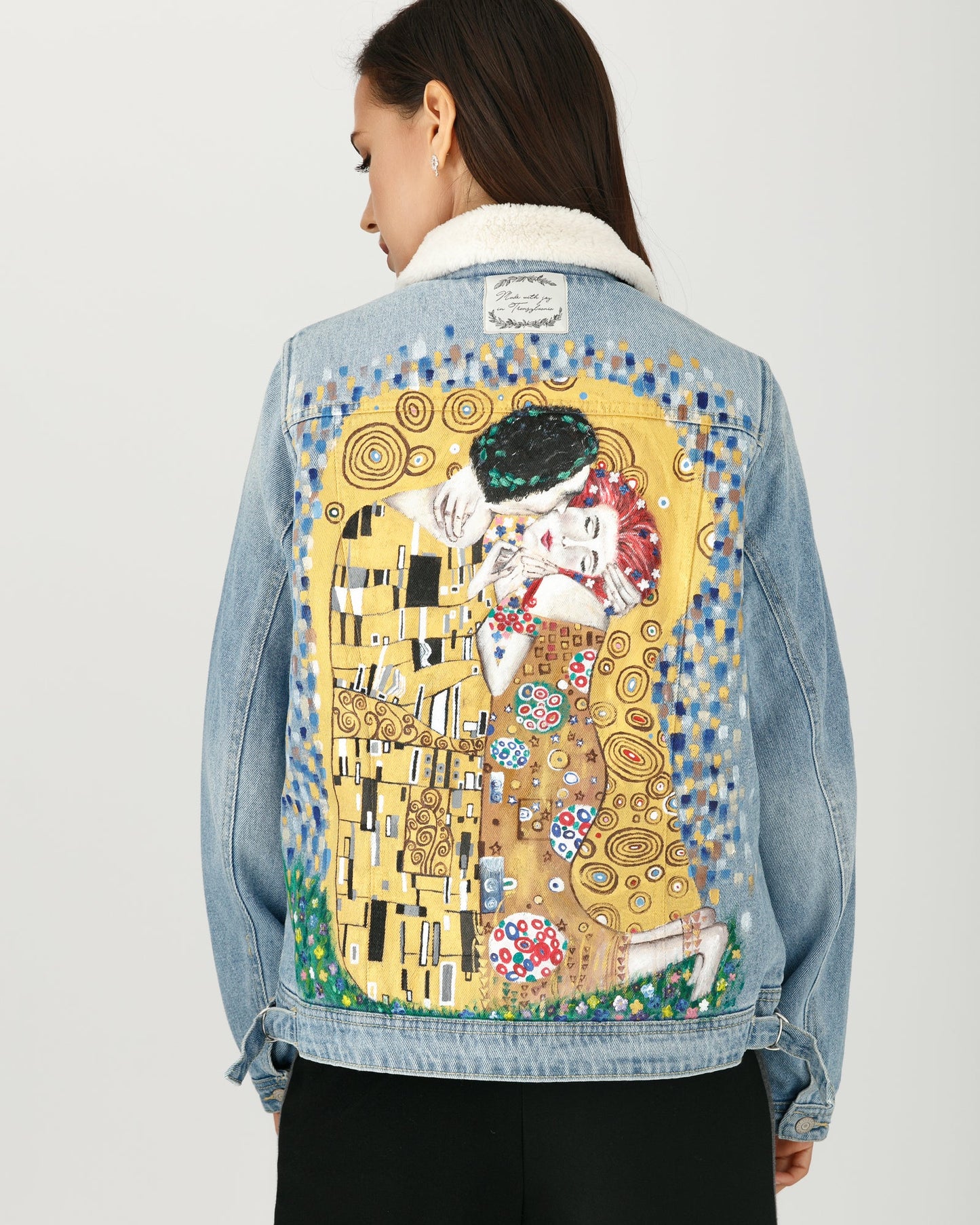 Jeans jacket famous painting "The Kiss - Gustav Klimt"