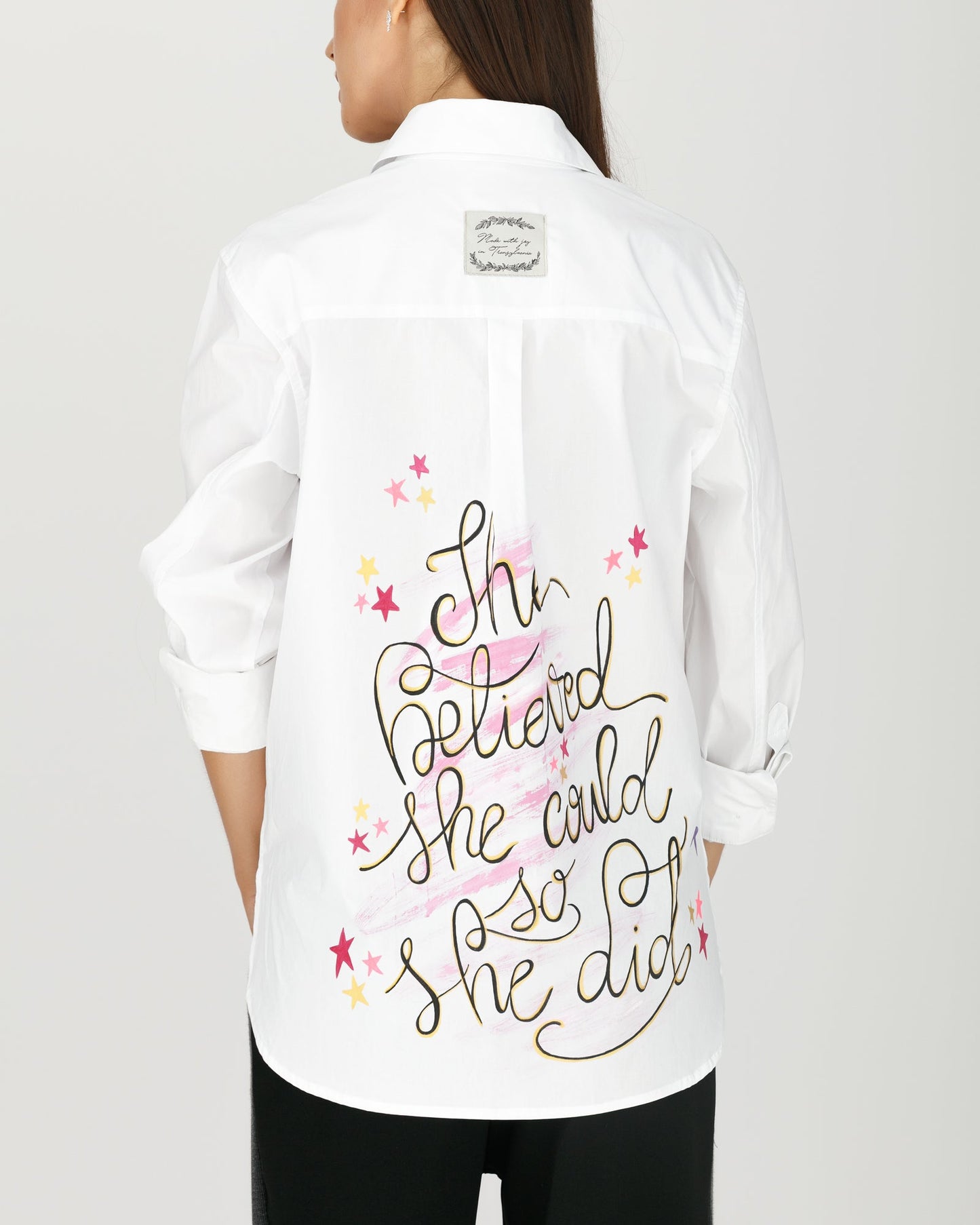 Hand painted ladies shirt "She believed"