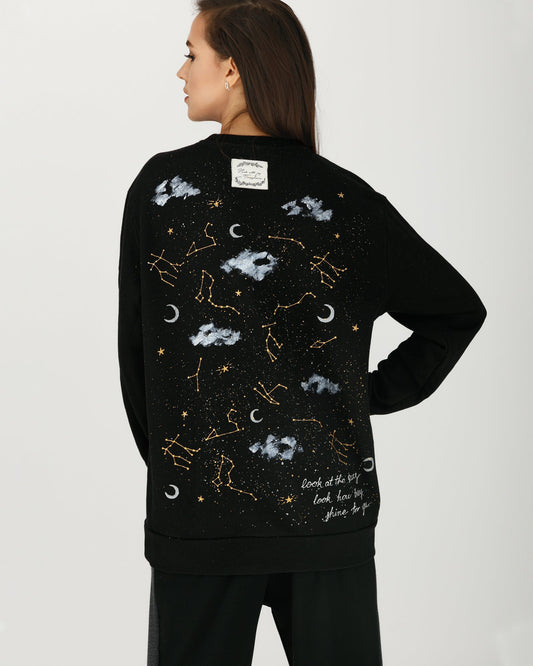 Hand painted hoodie "The dark sky"
