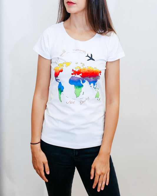 Personalized t-shirt with the message "Die with memories, not dreams"