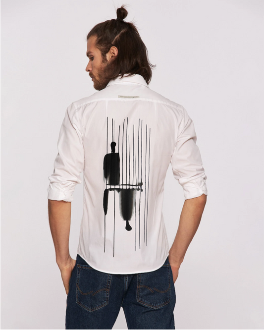 Cămașă bărbați pictată manual ”All alone”