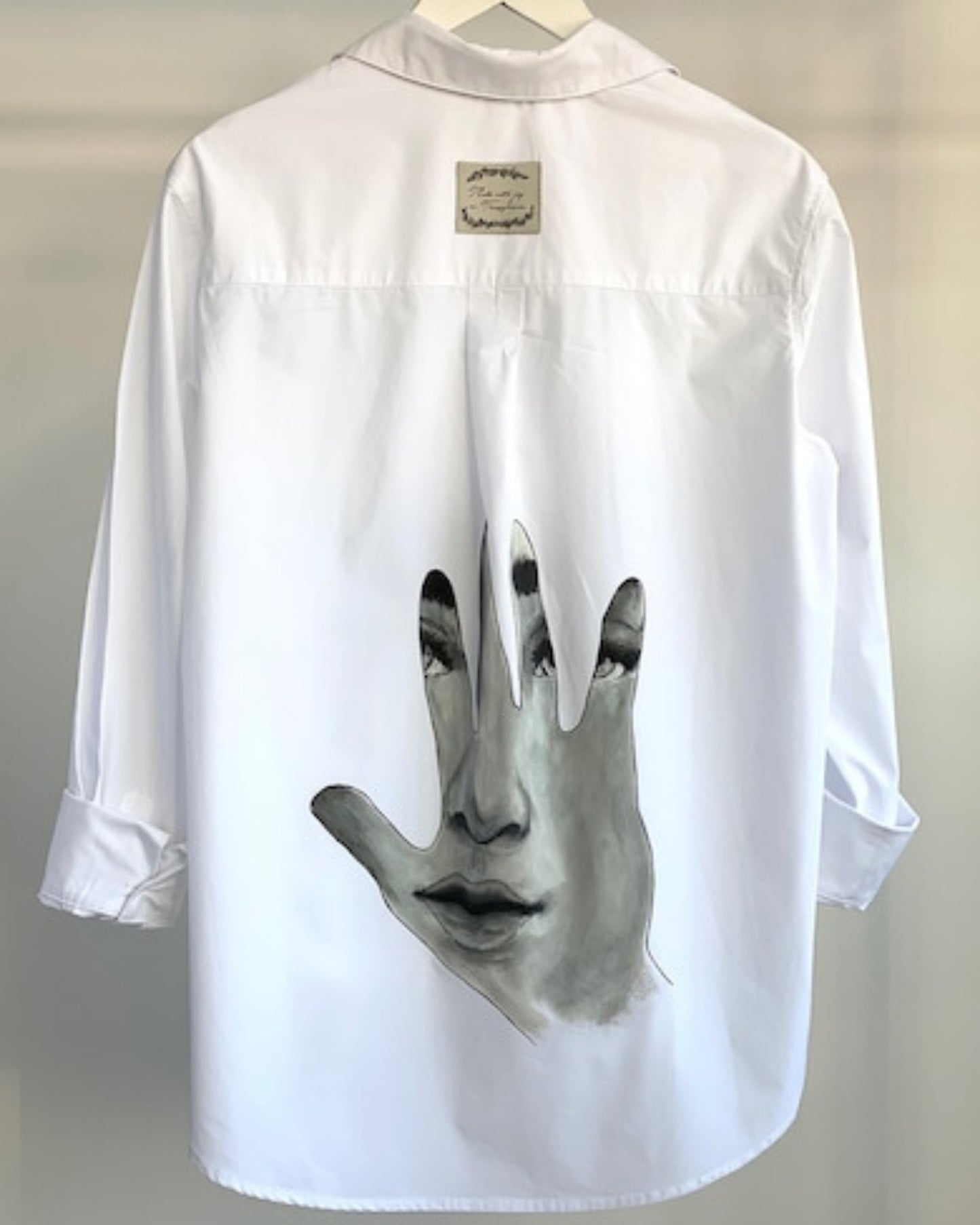 Cămașă damă pictată manual ”Palm vision”