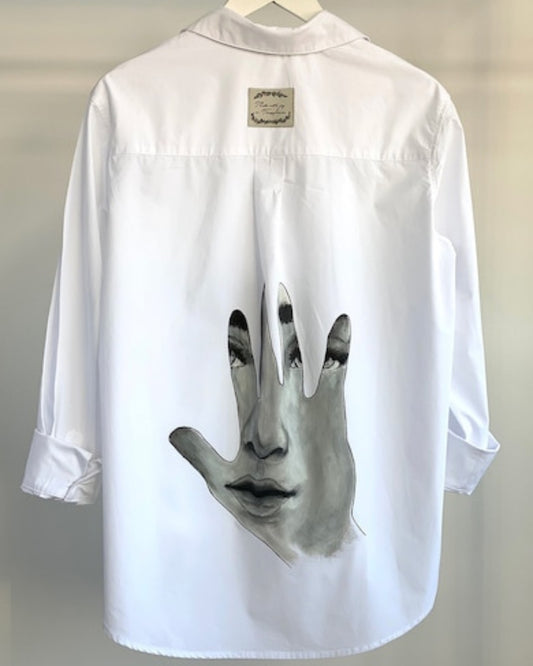 Cămașă damă pictată manual ”Palm vision”