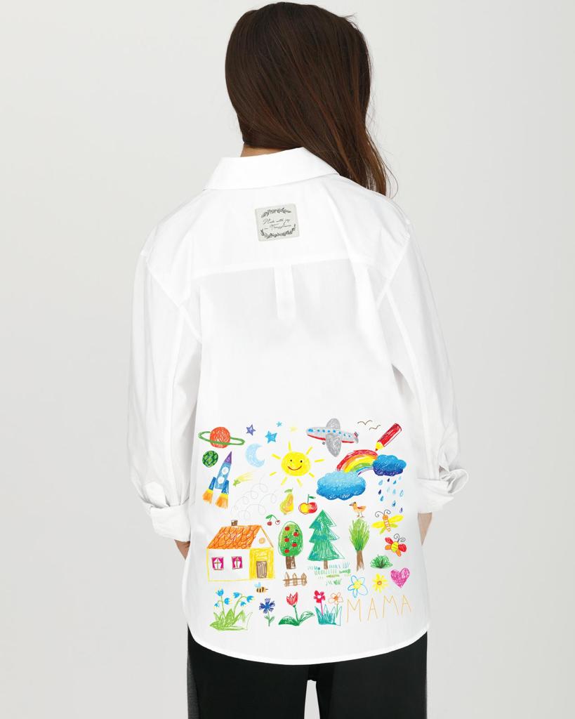Hand-painted lady's shirt "My child's first painting"