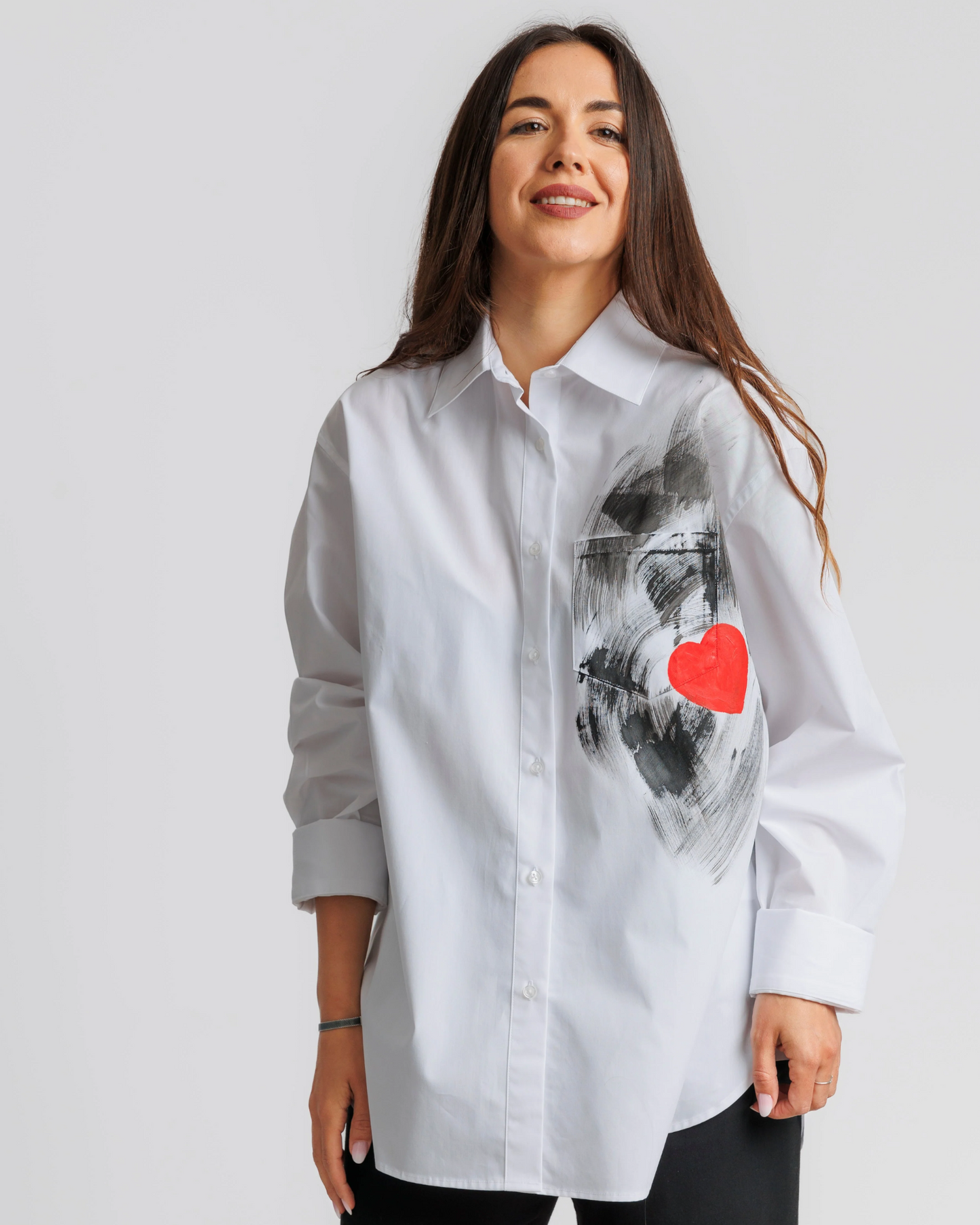 Cămașă damă pictată manual "Abstract Love"