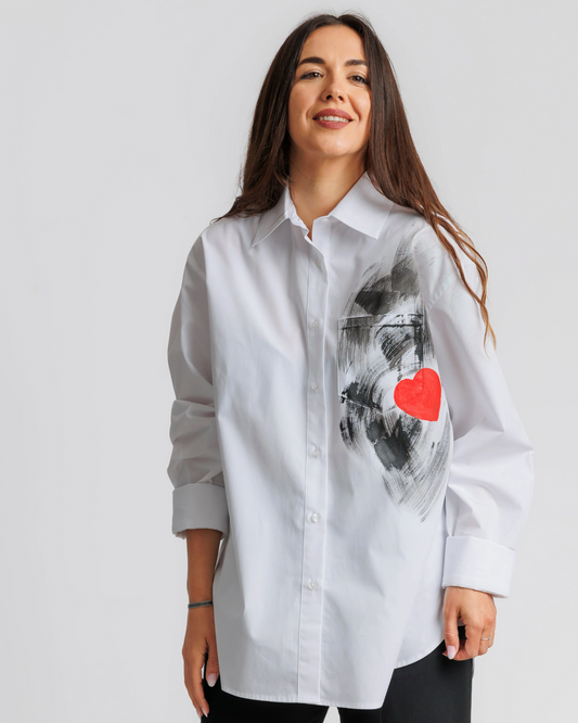 Cămașă damă pictată manual "Abstract Love"
