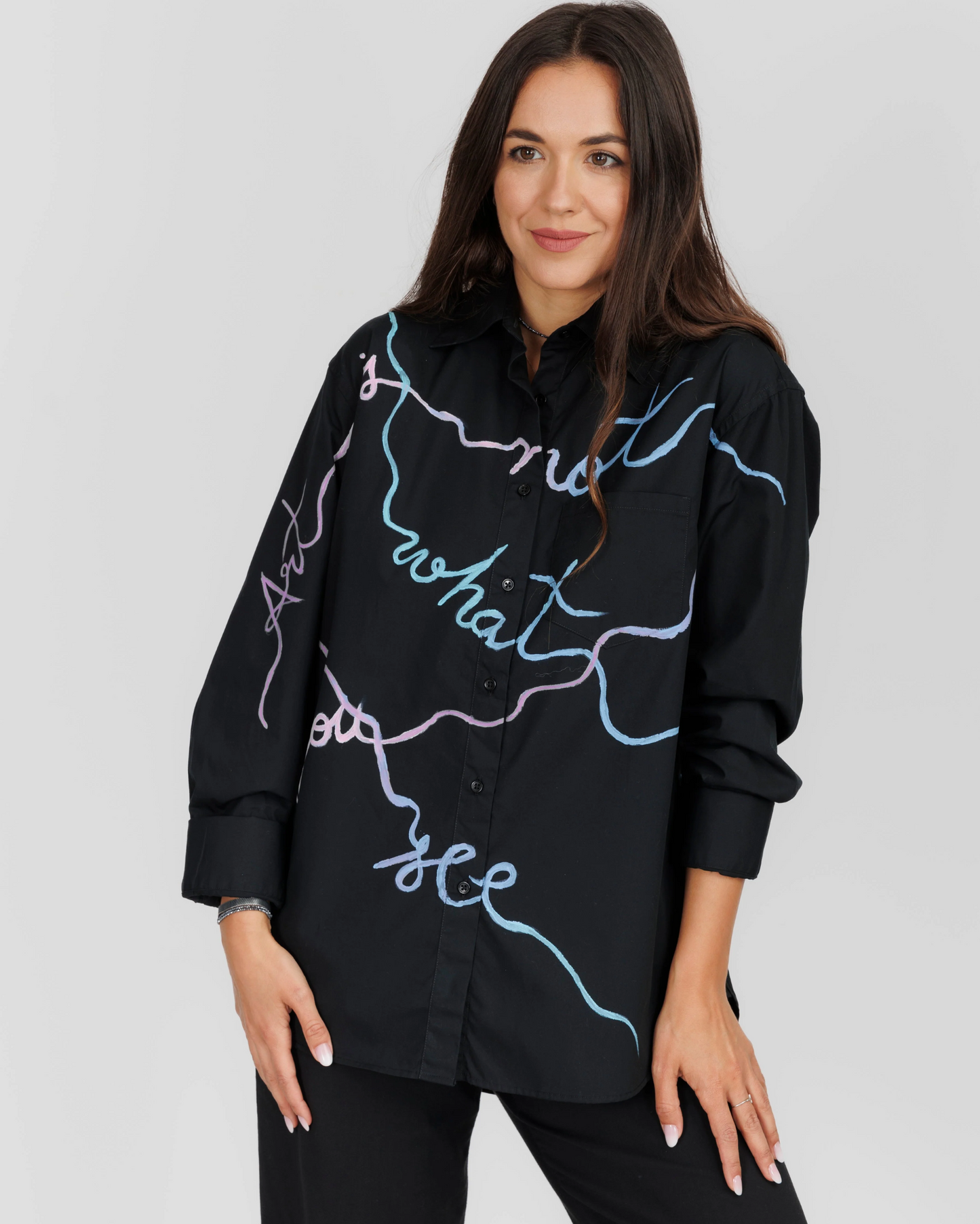 CĂMAȘĂ NEAGRĂ DAMĂ OVERSIZED "Art is what you see"