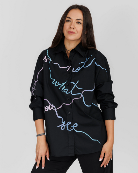 CĂMAȘĂ NEAGRĂ DAMĂ OVERSIZED "Art is what you see"