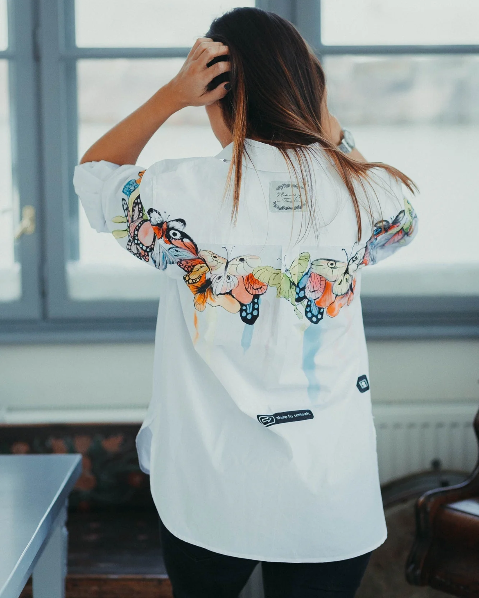 Oversized personalized shirt with butterflies "Butterfly effect"