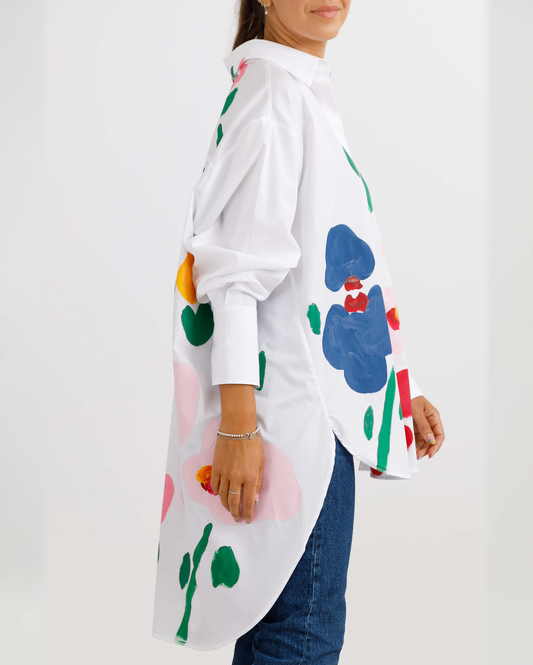 Cămașă damă pictată manual "Eternal Flowers"