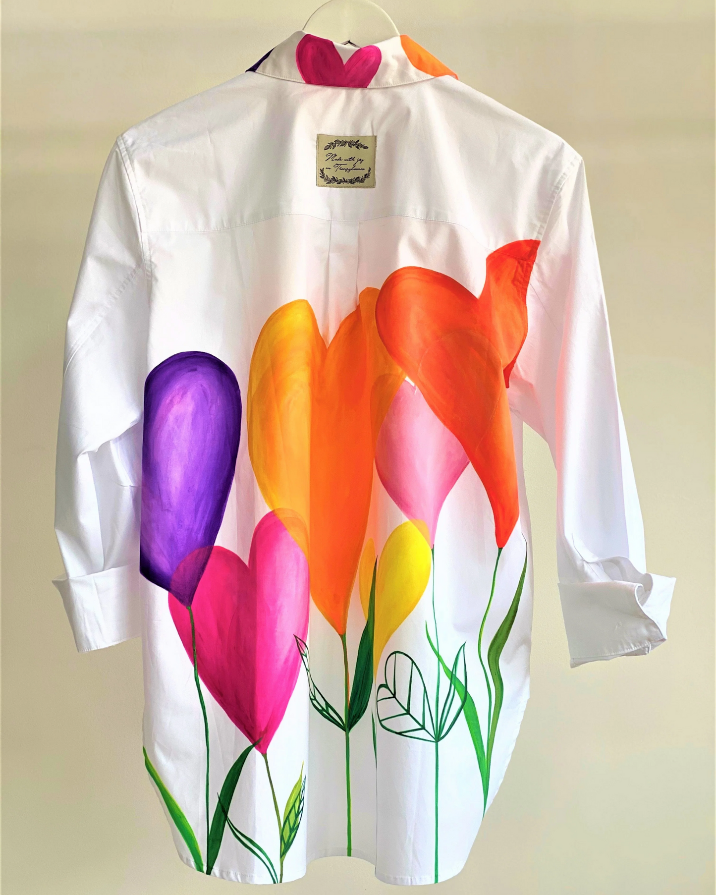 Hand painted shirt "Flowers of love"