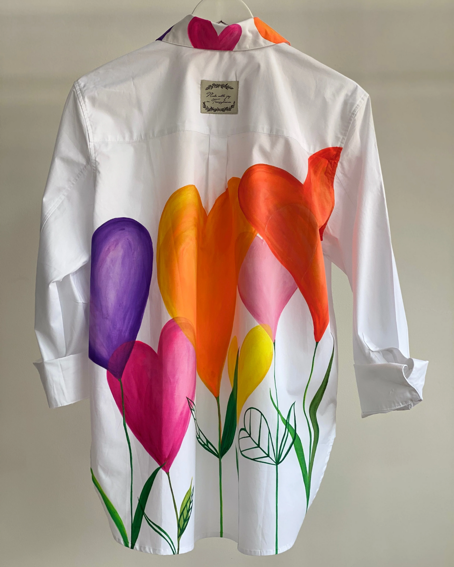 Hand painted shirt "Flowers of love"