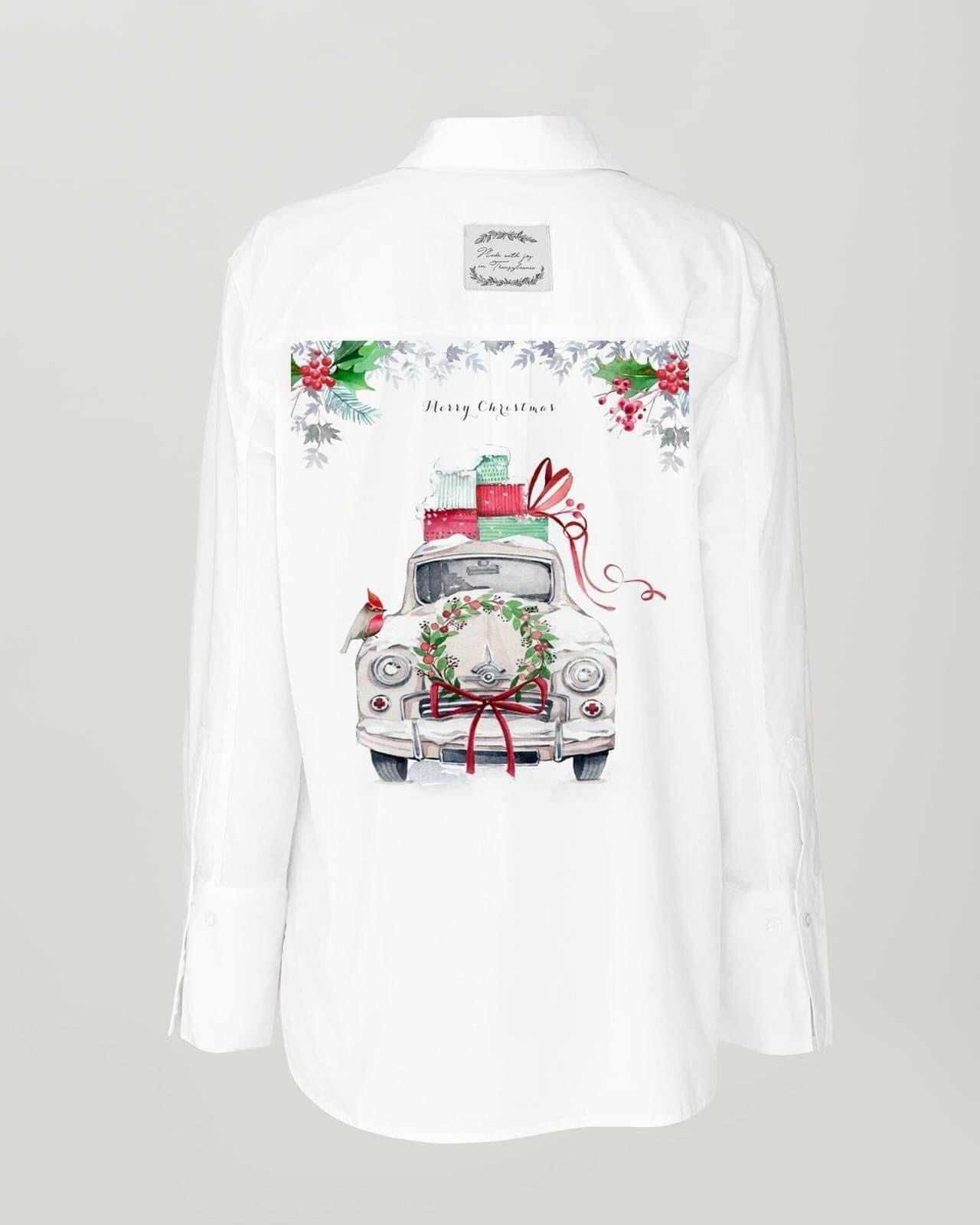 Cămașă pictată manual "Holly Jolly Christmas"