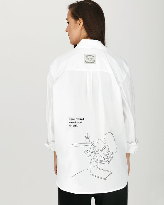 CĂMAȘĂ DAMĂ OVERSIZED PERSONALIZATĂ "Learn to Rest"