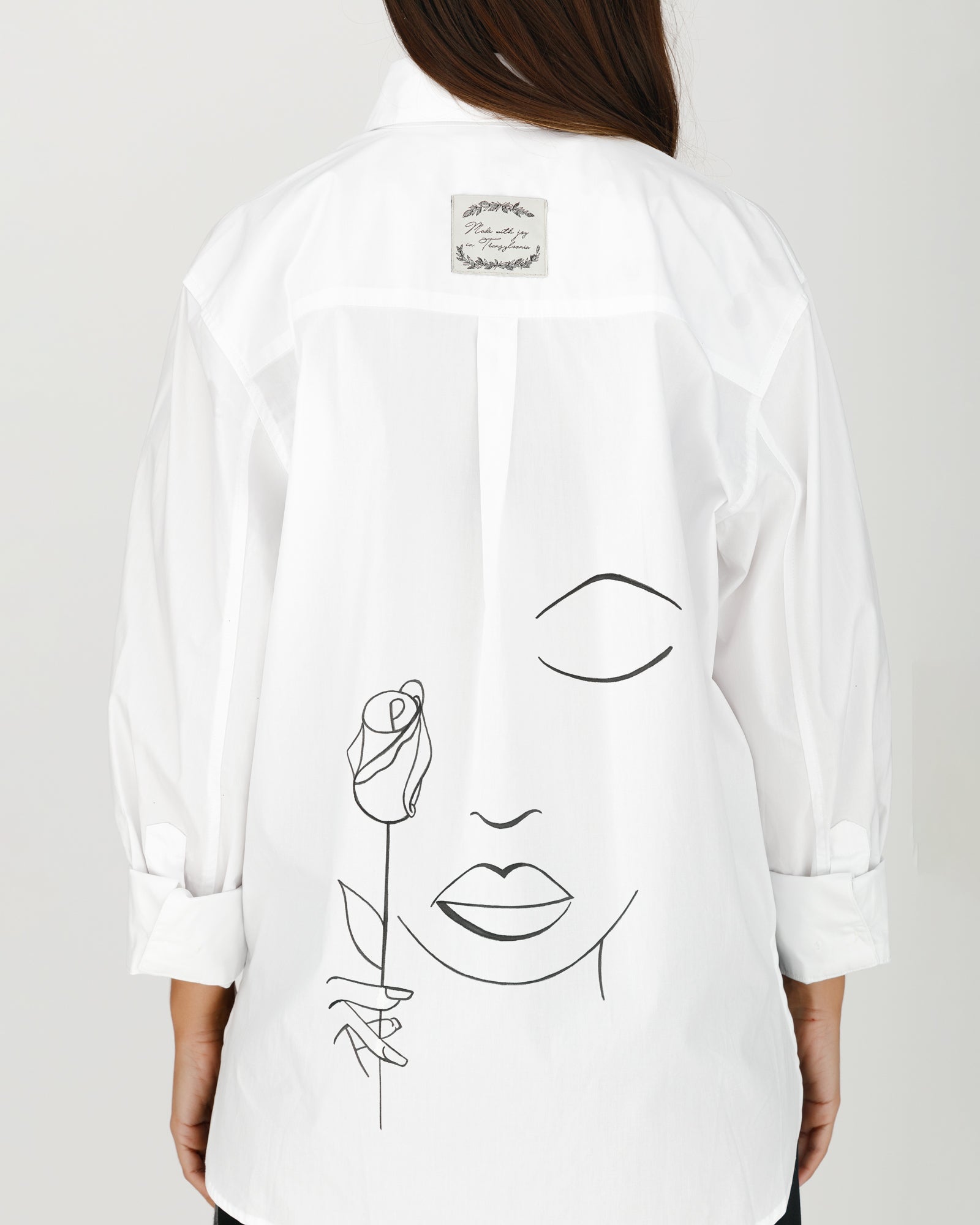 "Tenderness" minimalist style painted shirt