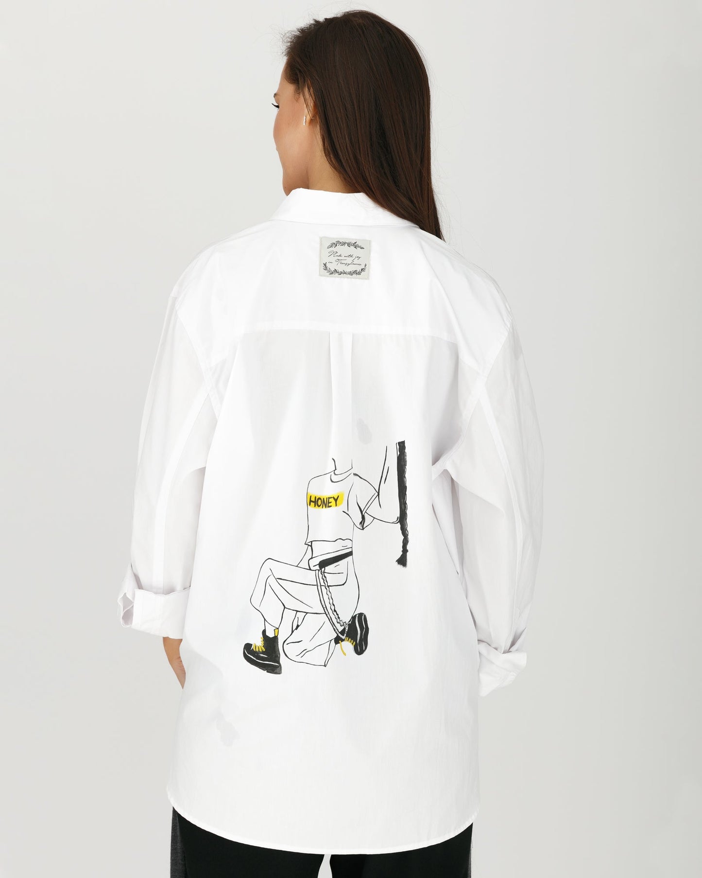 "Portrait hiding" painted shirt