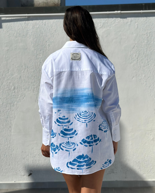 Cămașă din in damă ”Blue waters”