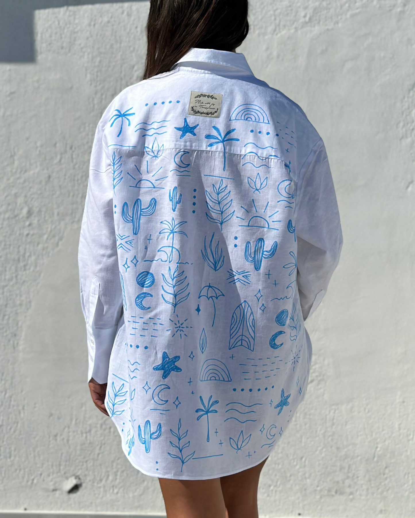 Cămașă din in damă ”Blue summer”