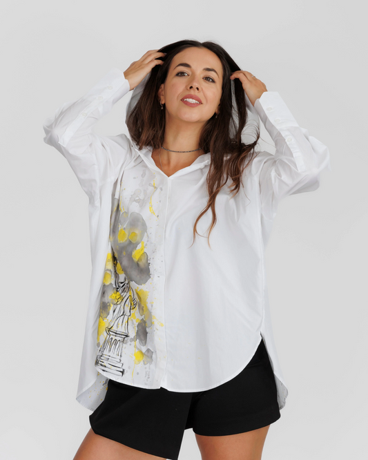 Cămașă damă oversized "New York under the hood"