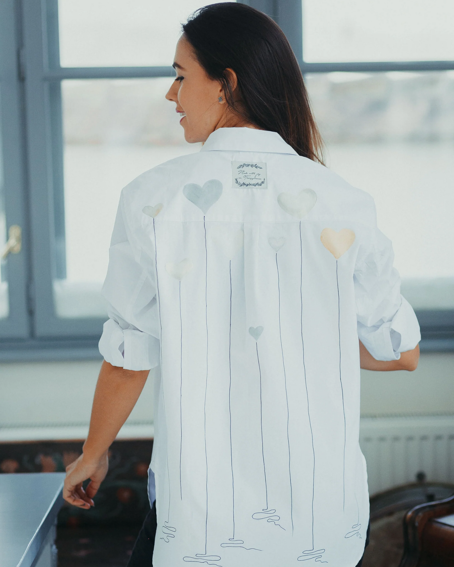 Cămașă unică personalizată "Hearts balloons" sidefat
