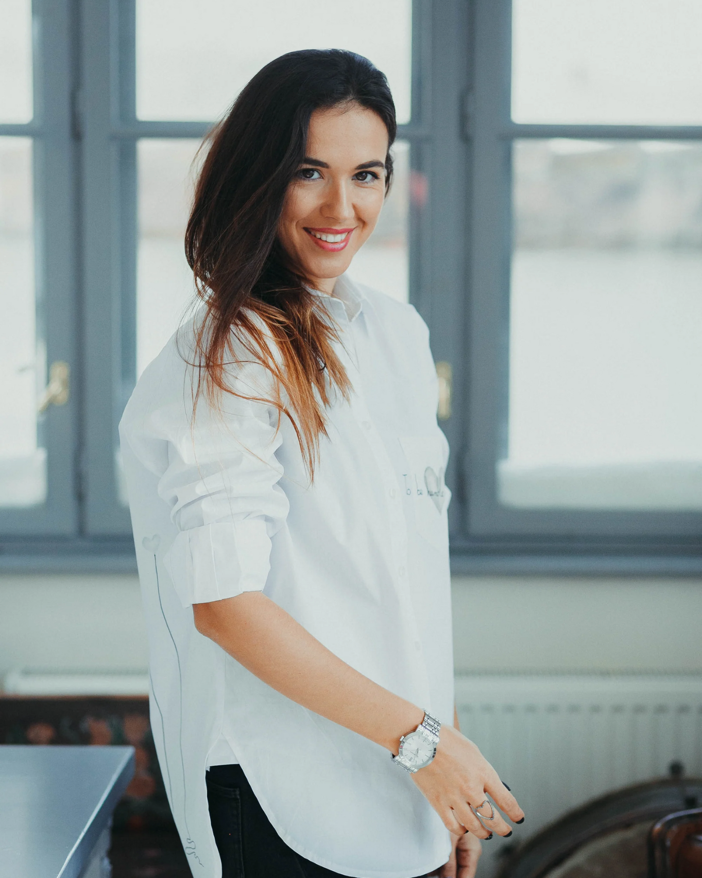 Cămașă unică personalizată "Hearts balloons" sidefat