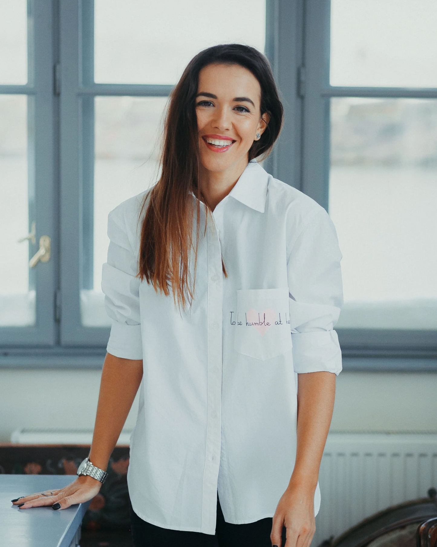 Cămașă unică personalizată "Hearts balloons" sidefat