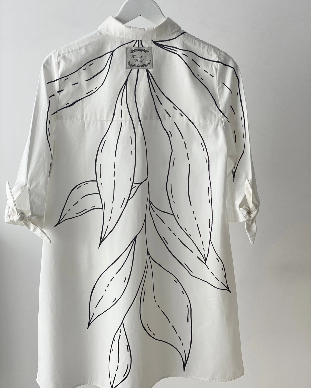 Painted dress as a unique gift Monochromatic Leaves