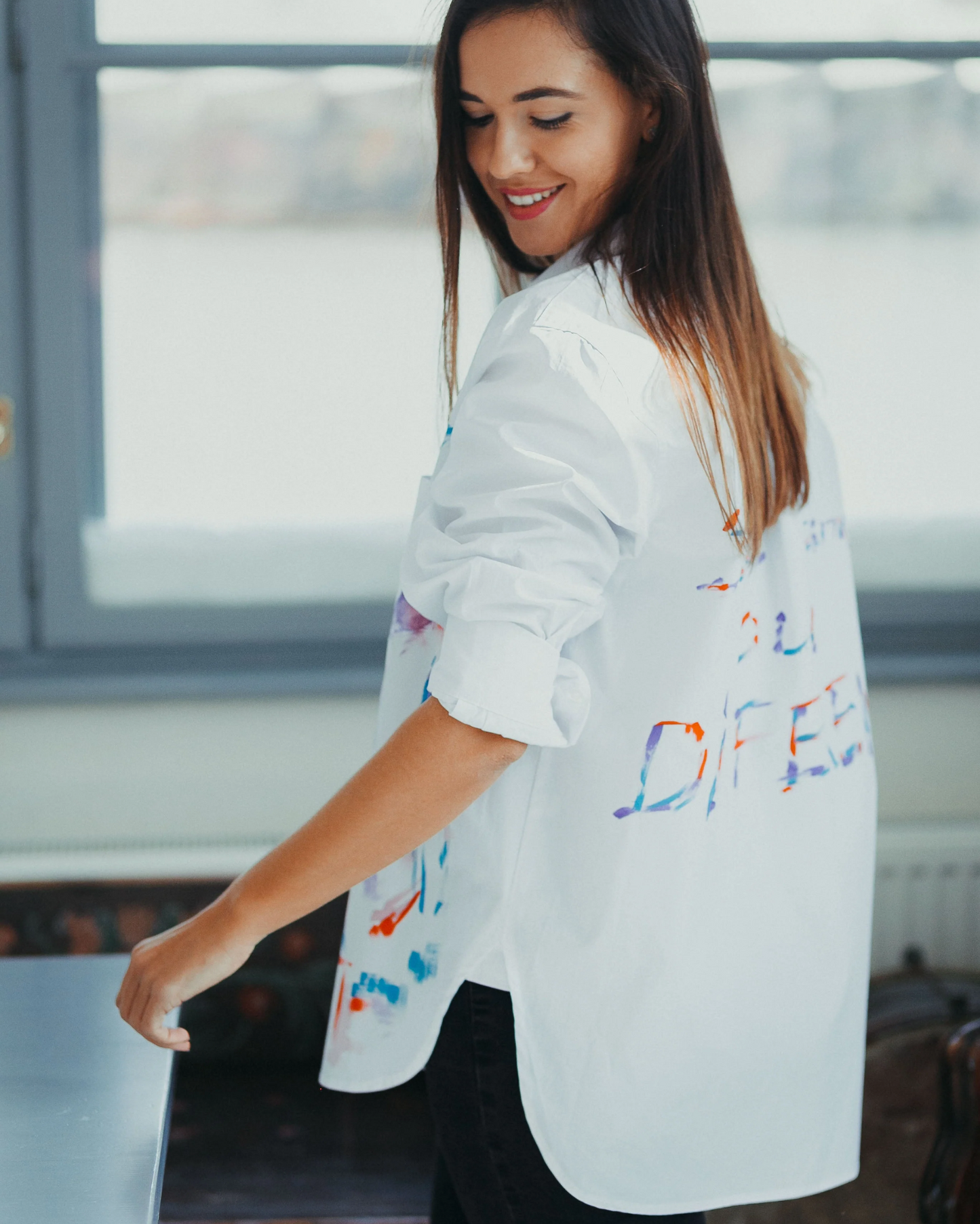 Hand painted women's shirt "Same same but different"