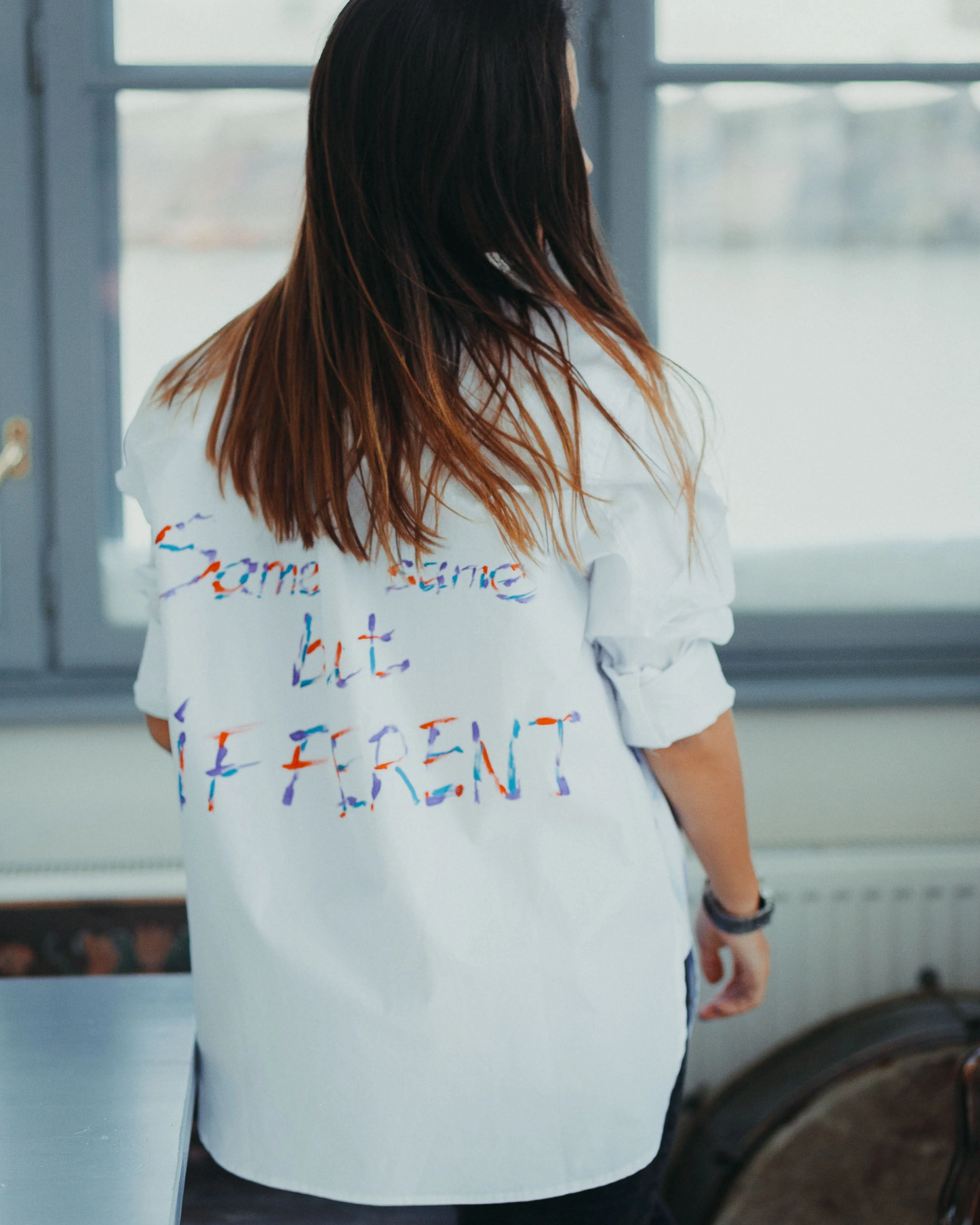 Hand painted women's shirt "Same same but different"