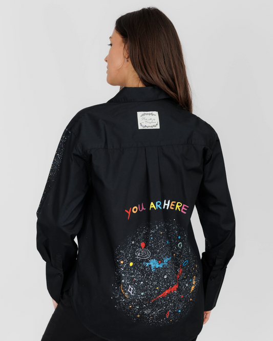 CĂMAȘĂ NEAGRĂ DAMĂ OVERSIZED "View of the earth"