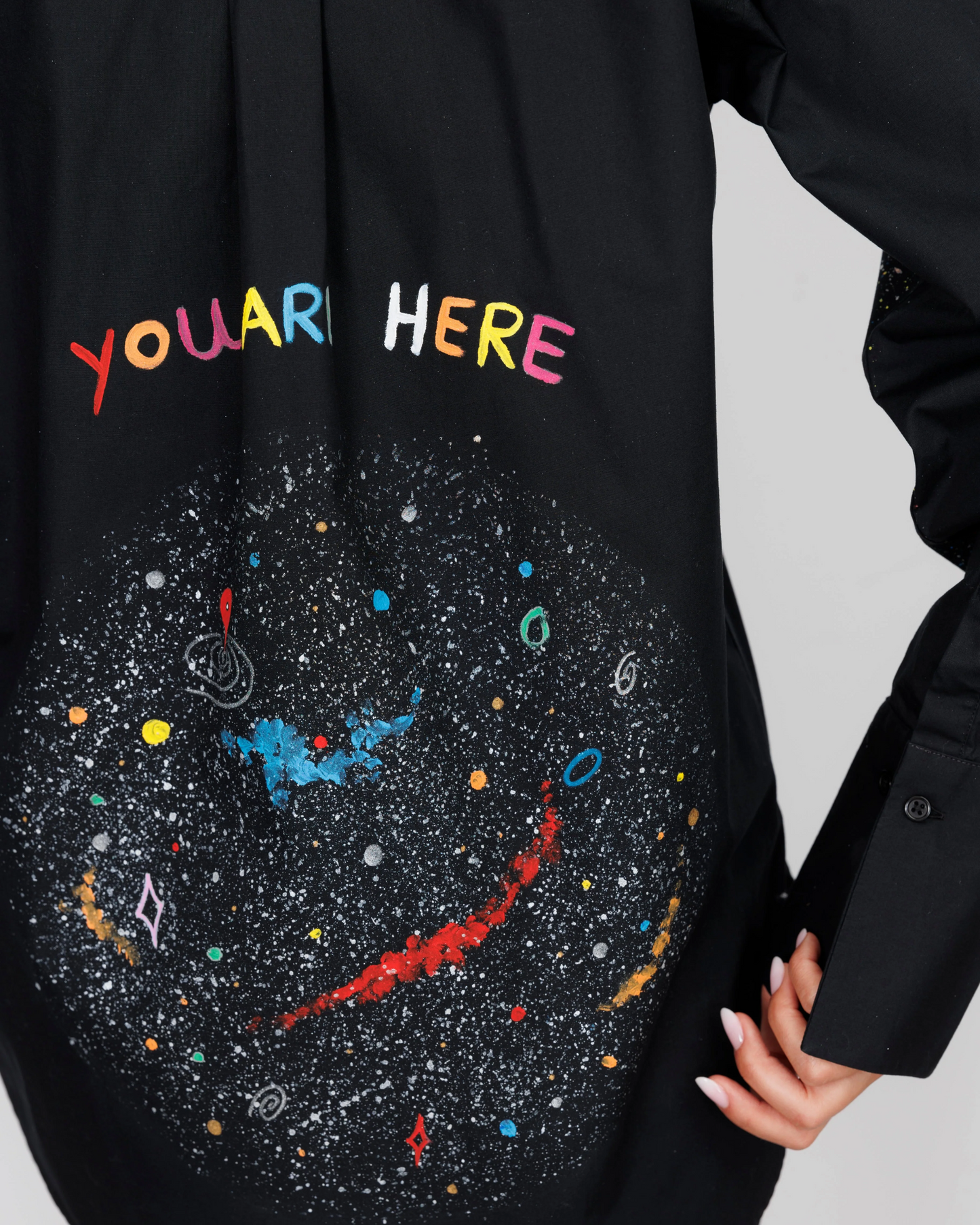 CĂMAȘĂ NEAGRĂ DAMĂ OVERSIZED "View of the earth"