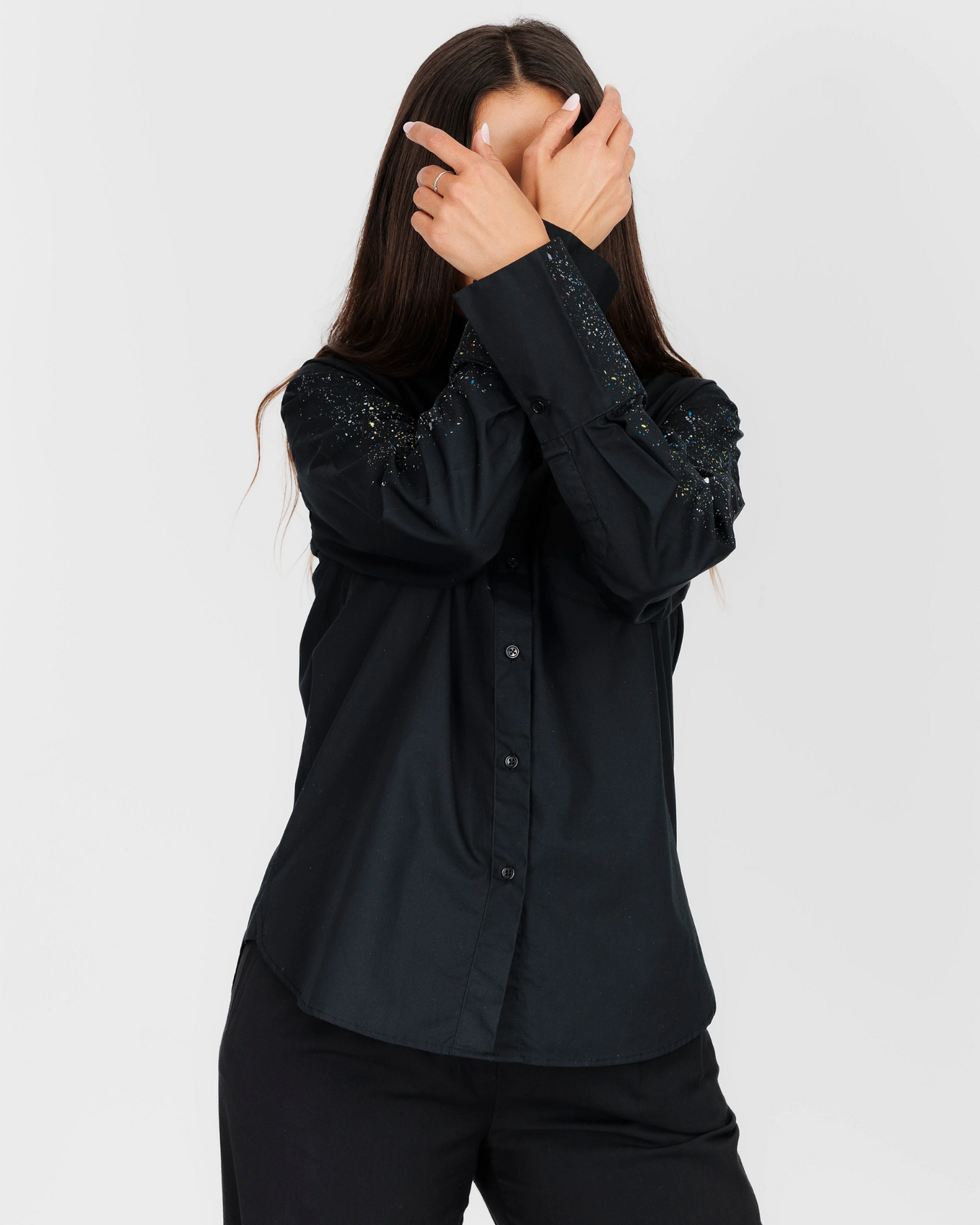 CĂMAȘĂ NEAGRĂ DAMĂ OVERSIZED "View of the earth"