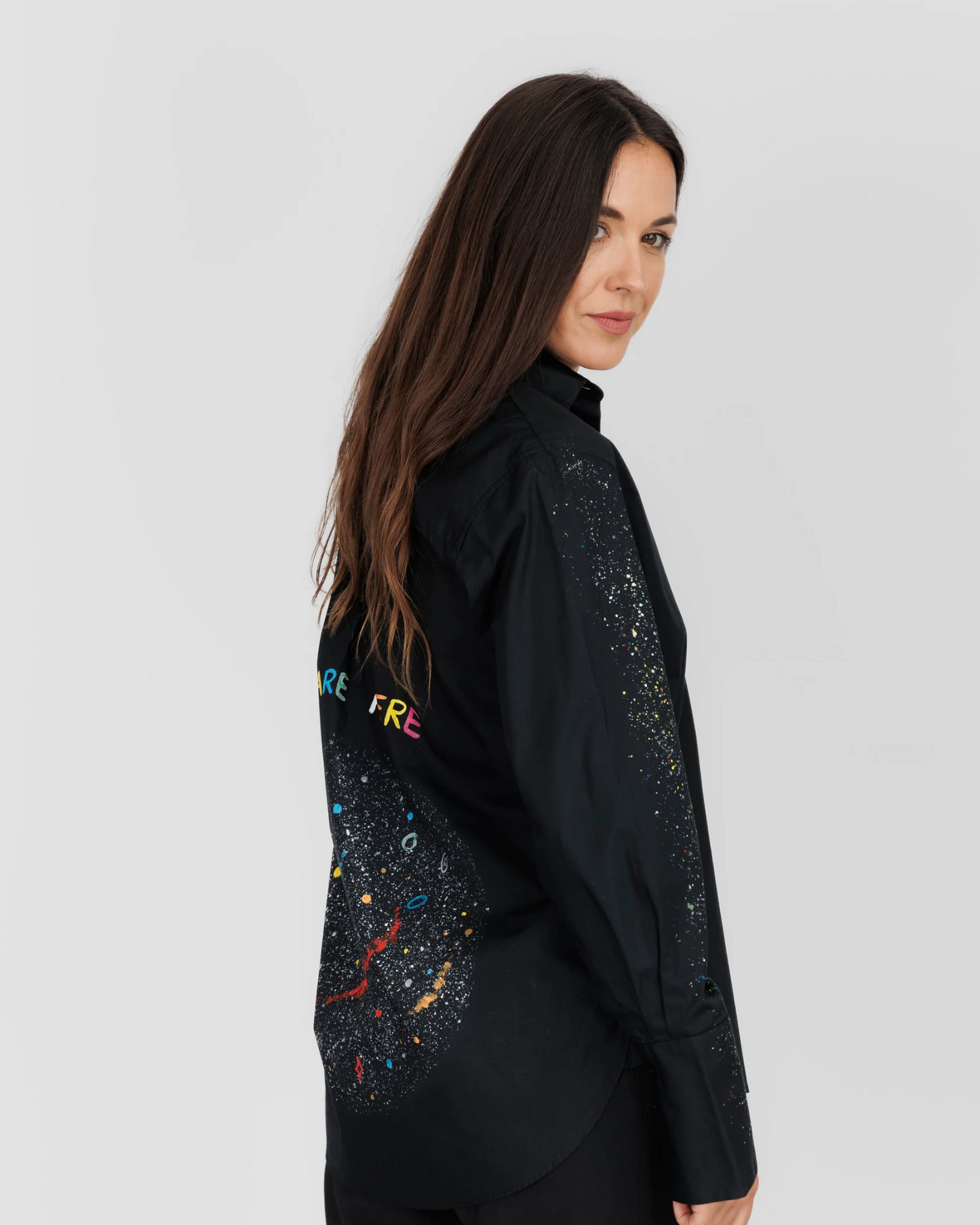 CĂMAȘĂ NEAGRĂ DAMĂ OVERSIZED "View of the earth"