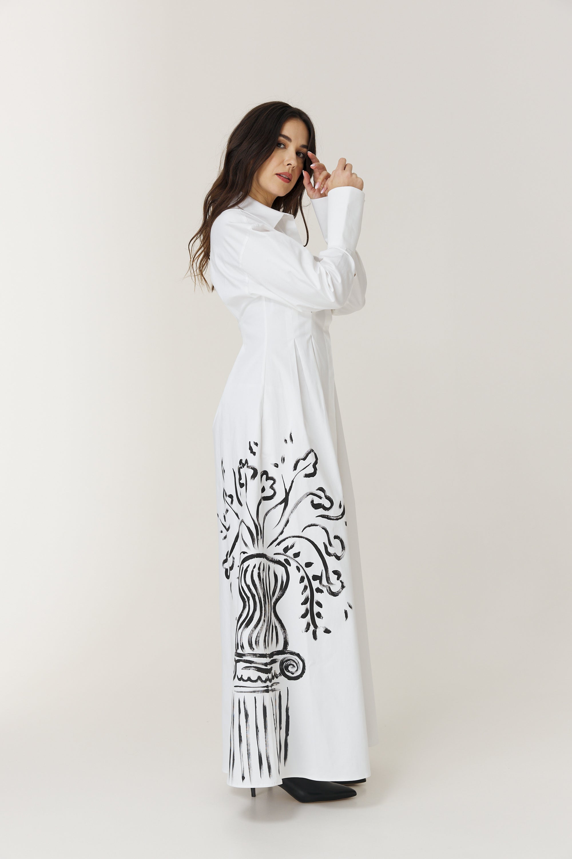 Midnight Garden White Maxi Dress